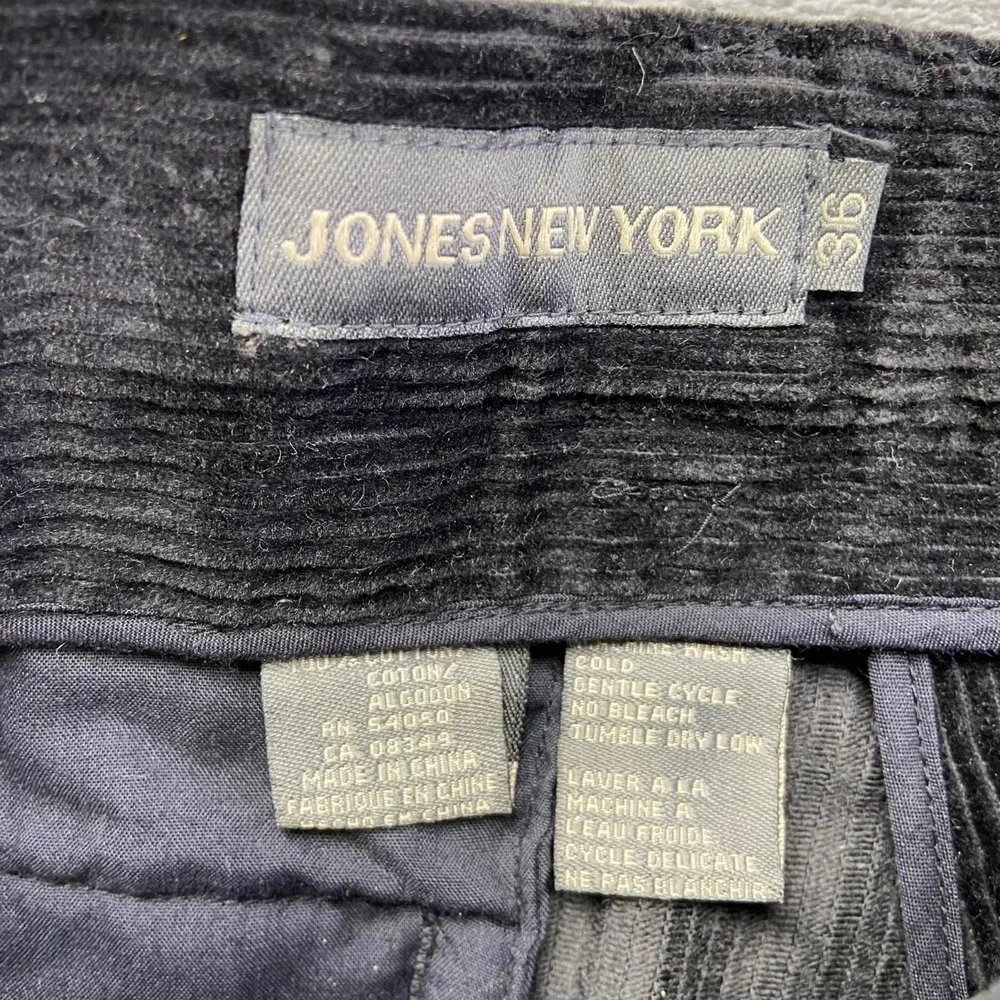 New‎ Jones New York Pleated Corduroy Pants Men's 36x30 Black Cotton